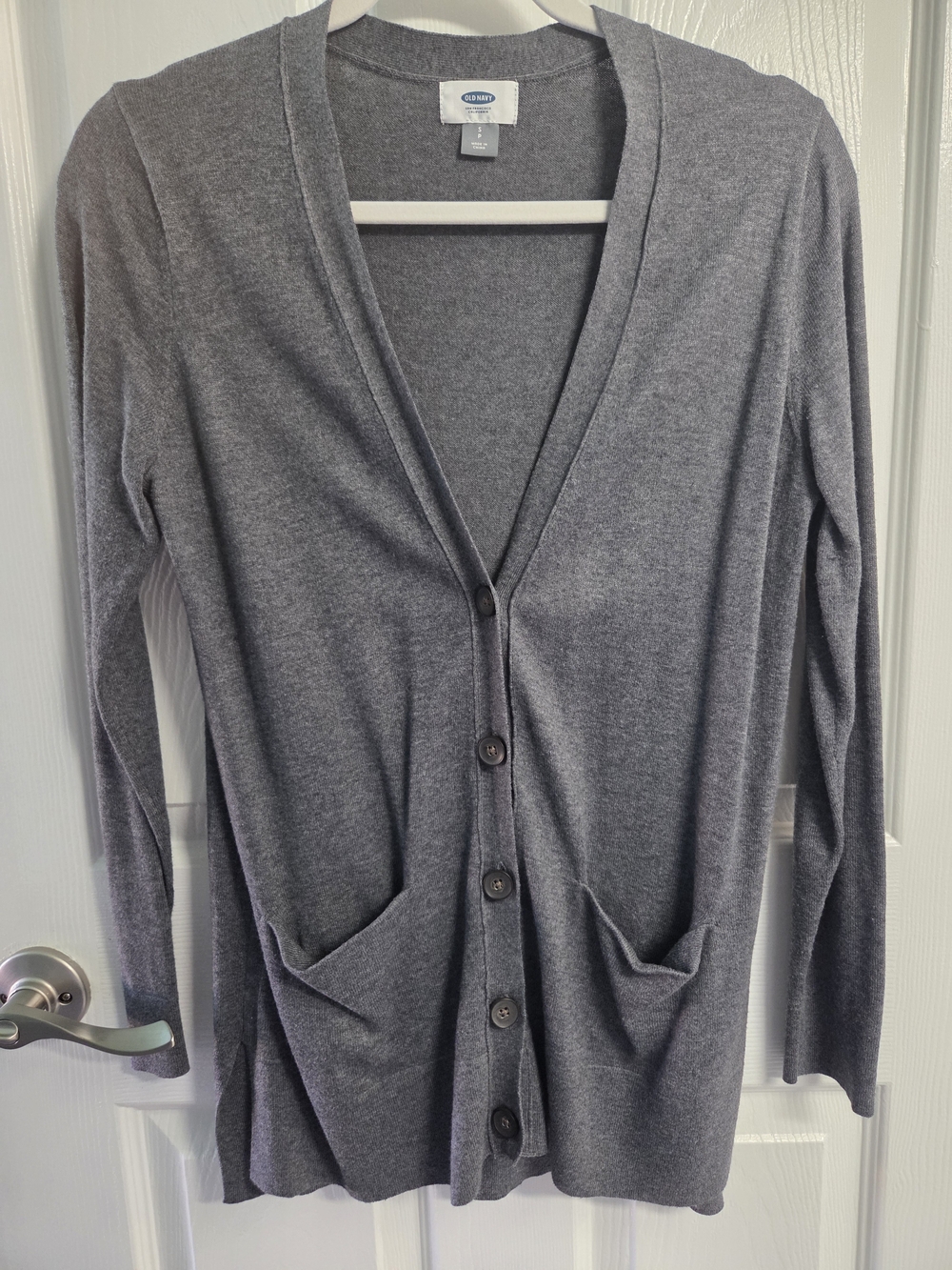 Old Navy Charcoal Gray V-Neck Button Cardigan